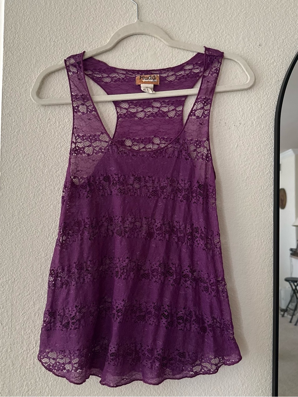 Mudd Purple Lace Tank Top M Sheer Y2K Fairy Grunge Daphne Blake Scooby Doo